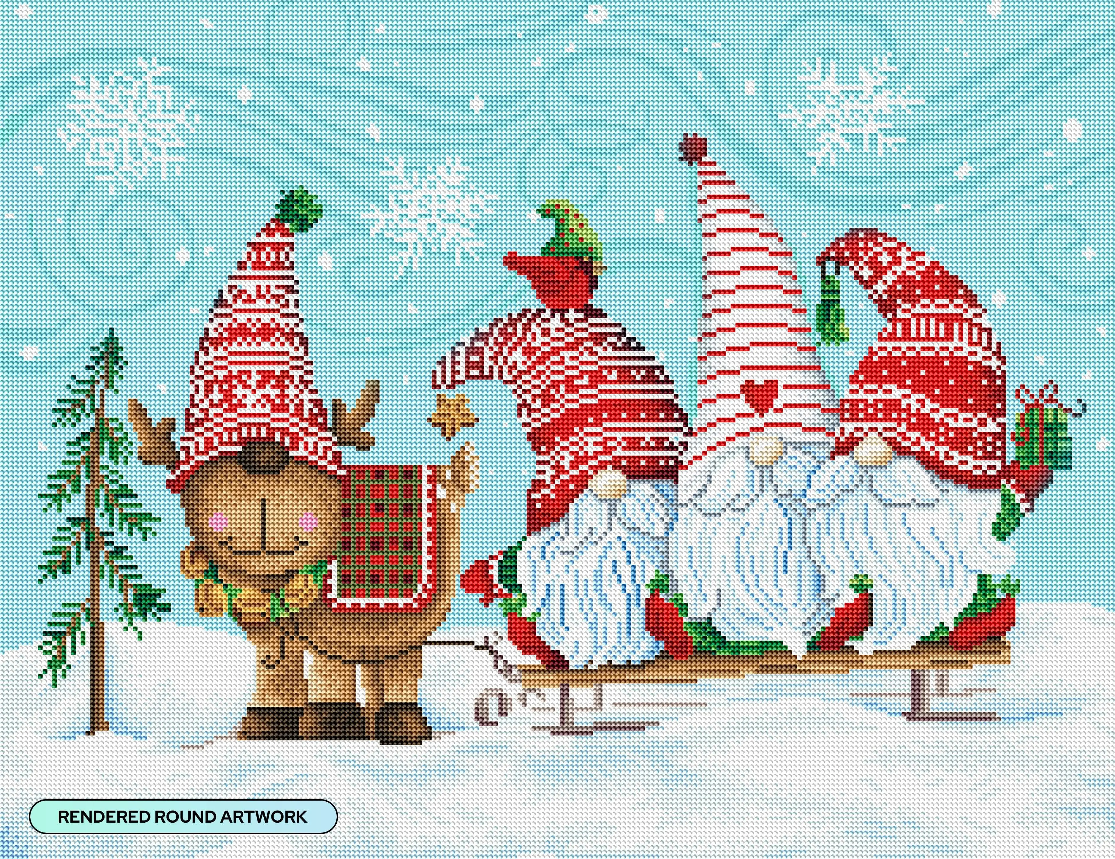 Elf Gnome Trio with Reindeer