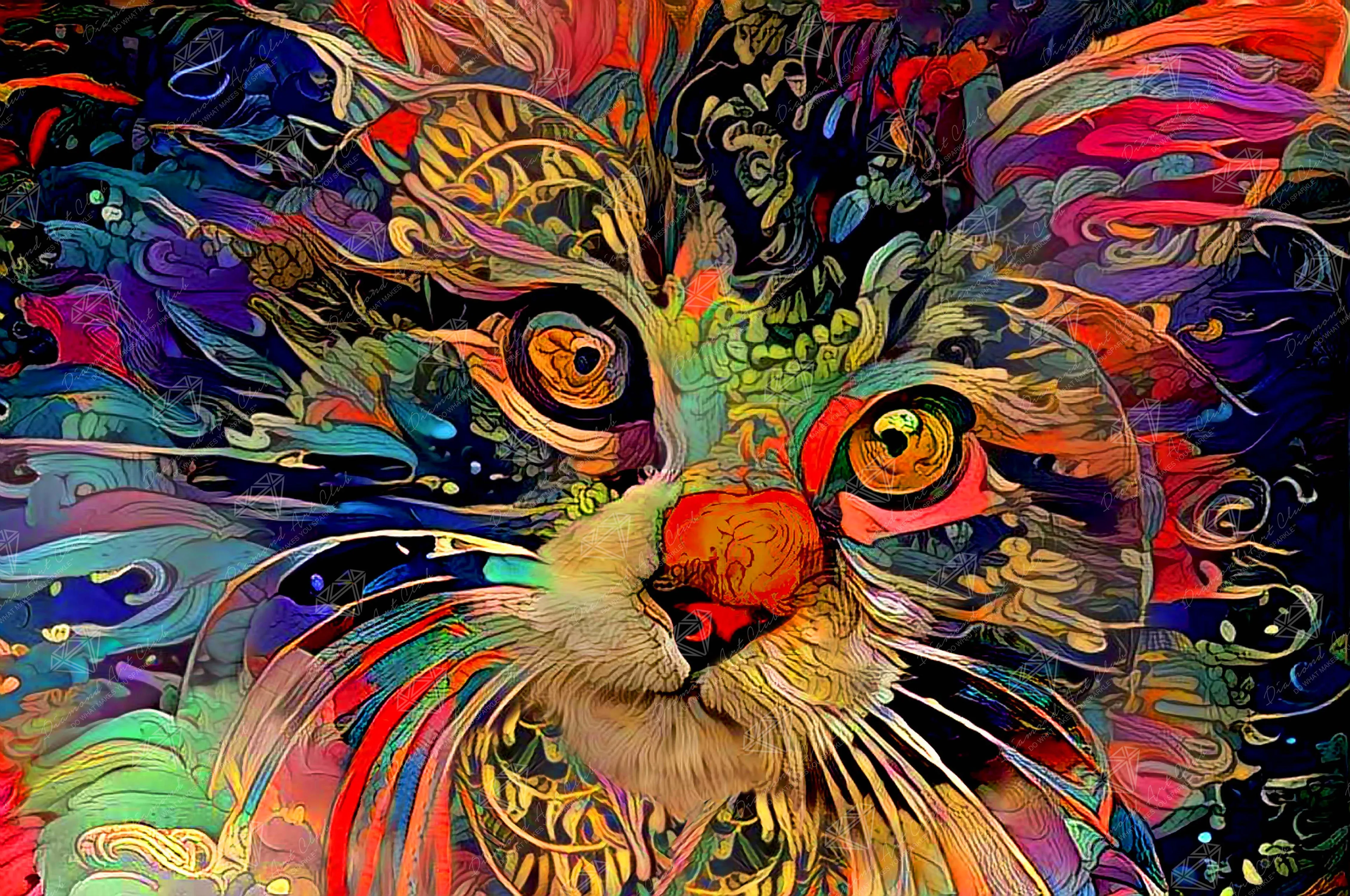 Psychedelic Maine Coon Cat