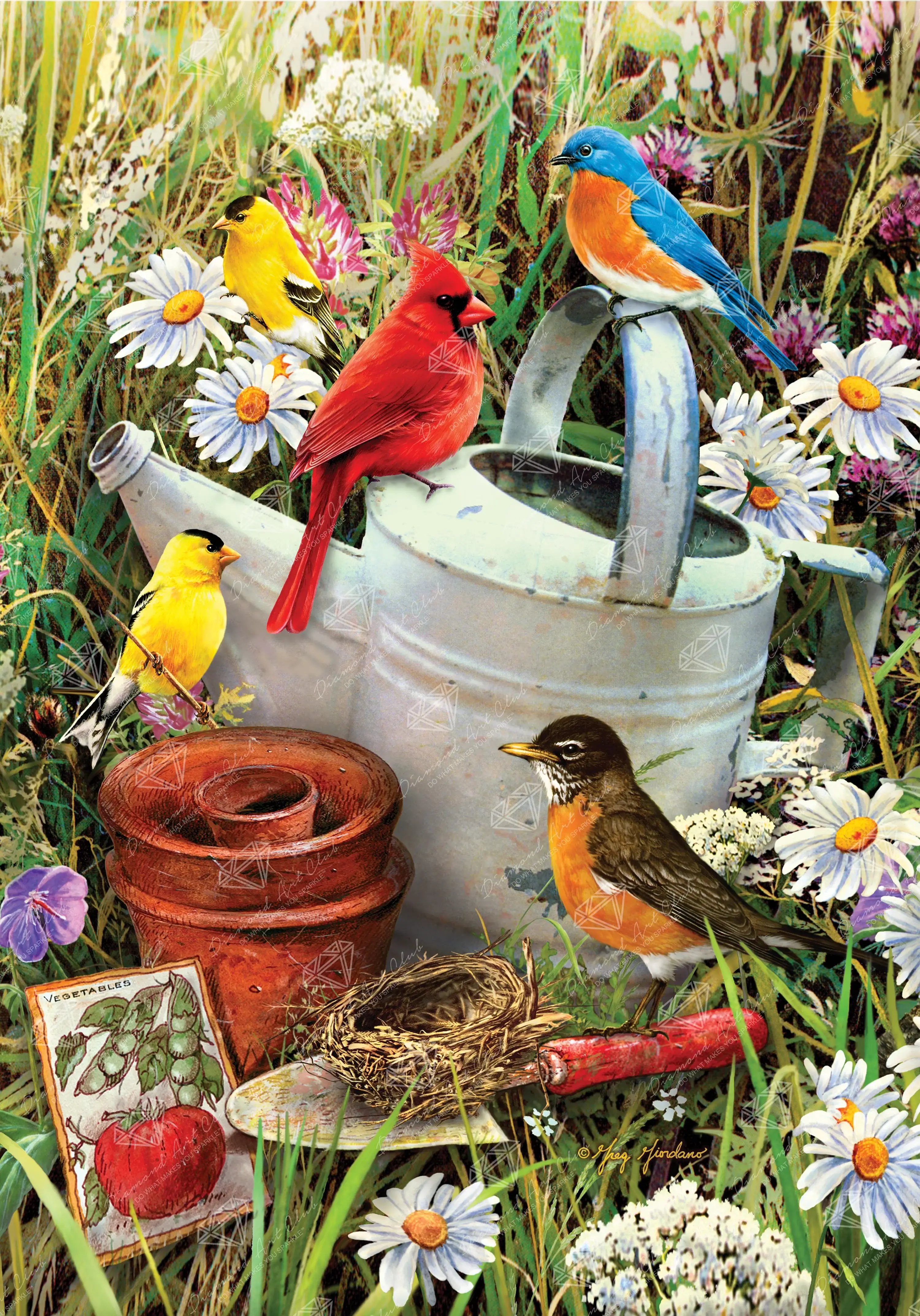 Birds with Watering Can
