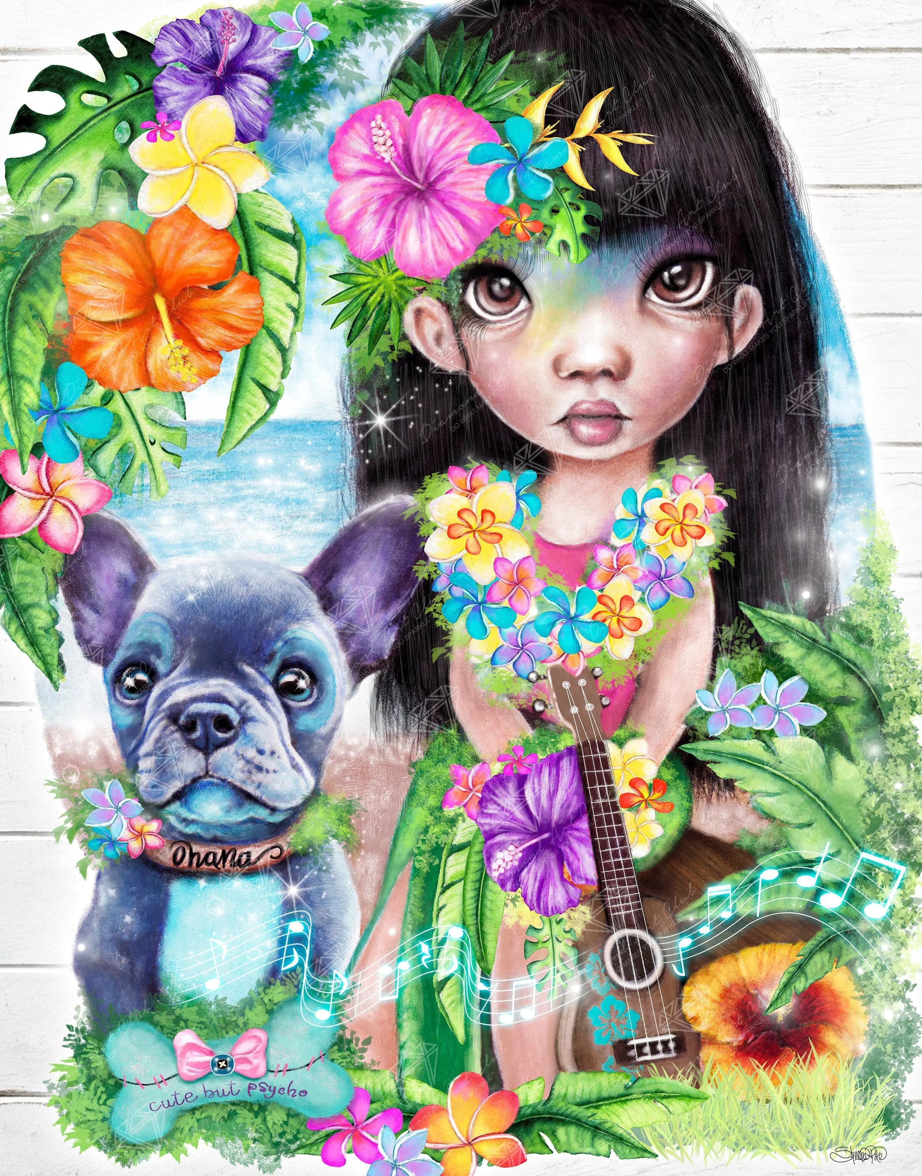 A Hawaiian Girl And Her Dog