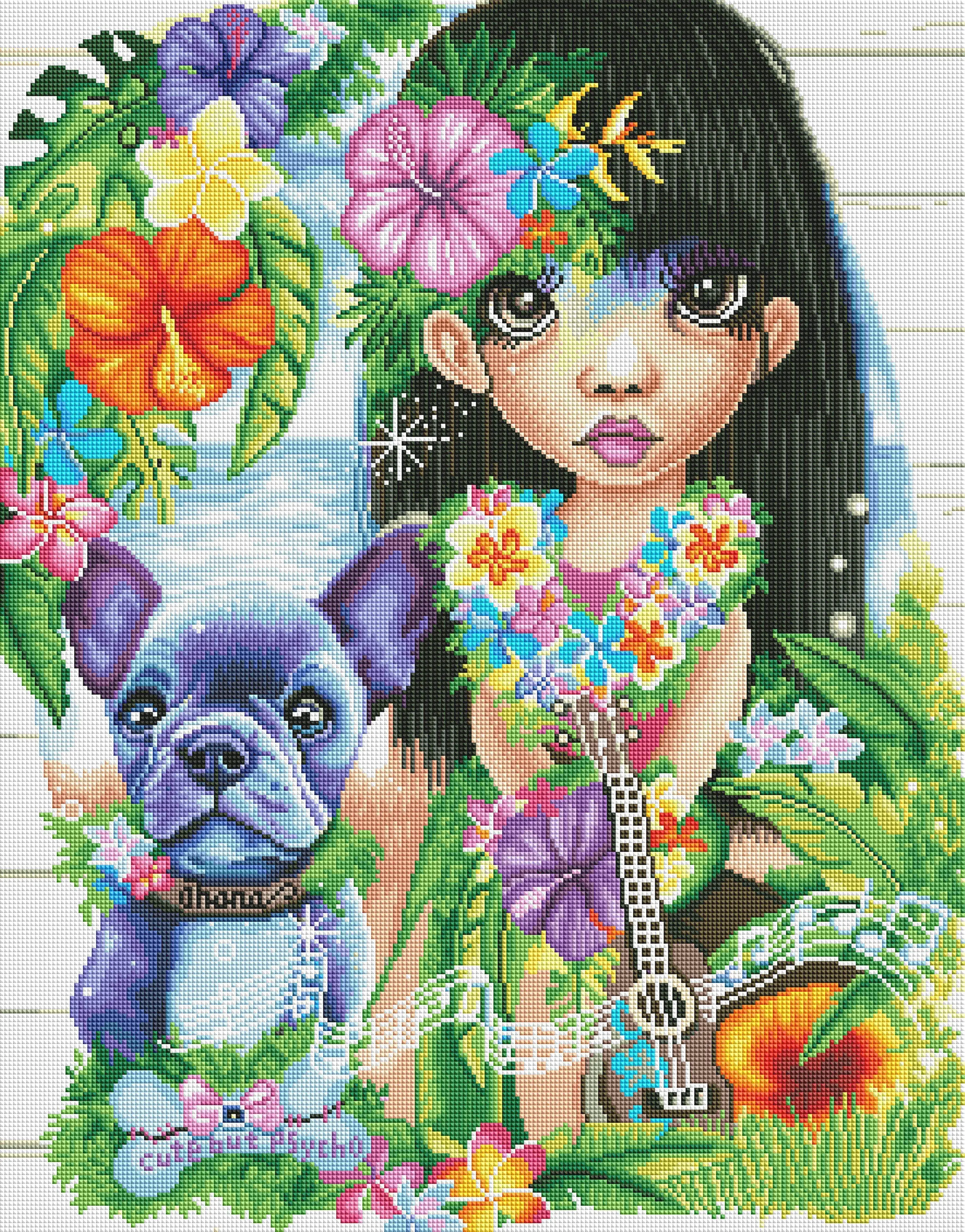 A Hawaiian Girl And Her Dog